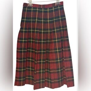 Plaid Tartan Vintage 80s Pleated Wool Preppy School Girl Skirt XS/S Academia